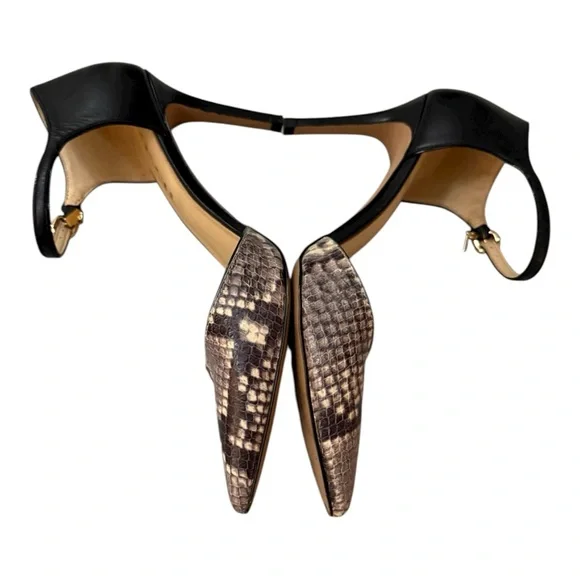 Coach Seline Snakeskin Print Leather Ankle Strap Pumps Size 7B - Picture 3 of 9